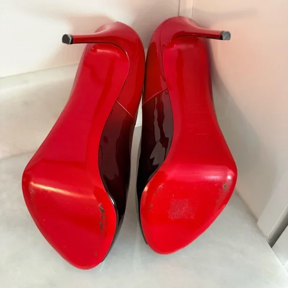 Christian Louboutin Very Prive 120 Patent Red Maroon Gradient Heels EU 40.5 - Picture 9 of 12